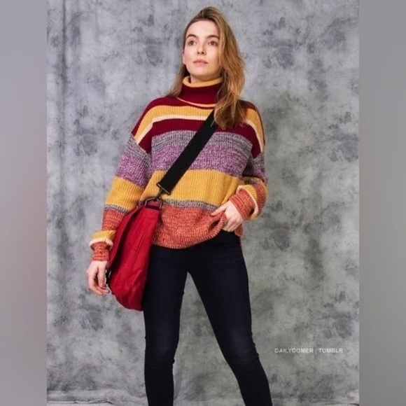 Urban Outfitters Burgundy and Mustard Striped Sweater - Picture 8 of 9